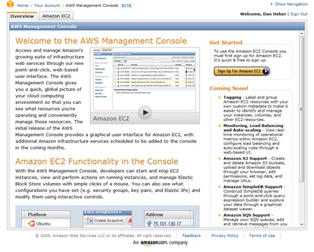 Amazon Web Services Management Console – The Tech Blog of Dan Usher